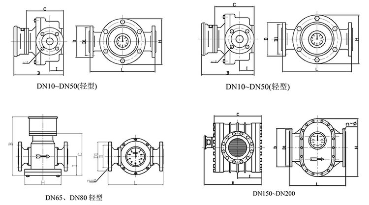 dn40椭圆齿轮流量计外形图