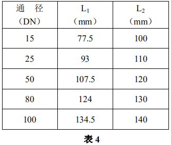 液氯流量计安装尺寸对照表二