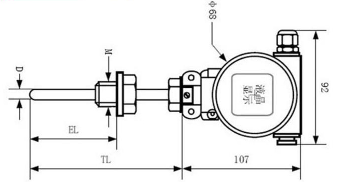 螺纹温度变送器外形尺寸图