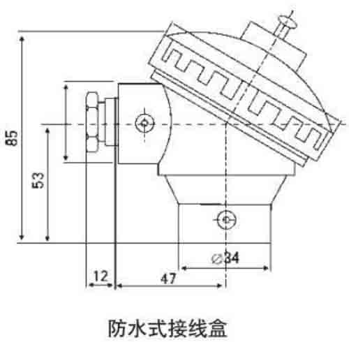 wzp热电阻防水接线盒结构图